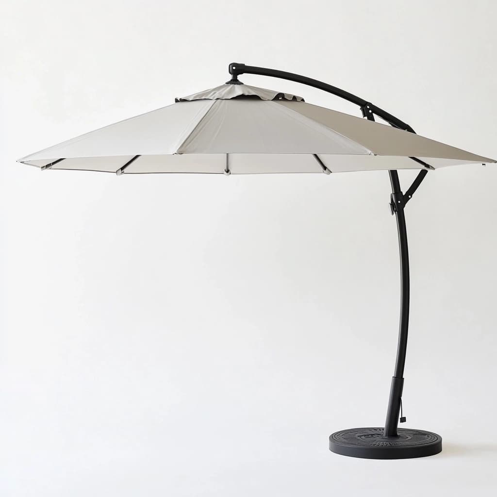 Sombrilla de jardín elegante para exteriores color gris estructura de aluminio lona resistente diámetro 3 metros inclinable para terraza o patio-Naivejoy