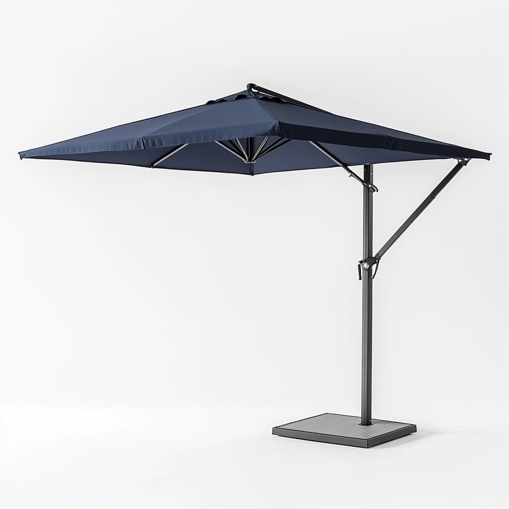 Sombrilla grande para terraza exterior azul estructura de aluminio resistente protección solar ajustable 3x3m moderna tipo colgante-Naivejoy