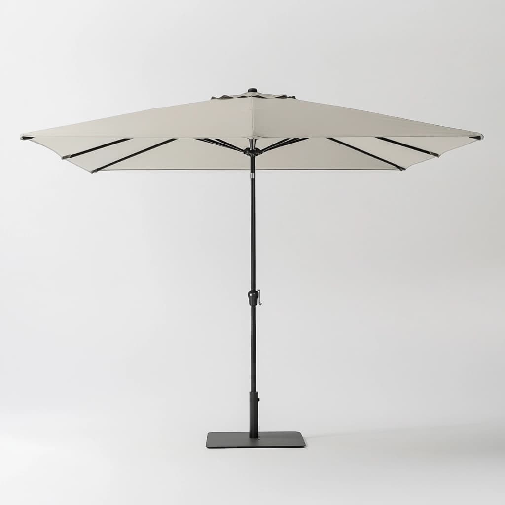 Sombrilla grande beige, aluminio, 3x3m, cuadrada, ajustable, resistente intemperie, para jardín y patio-Naivejoy