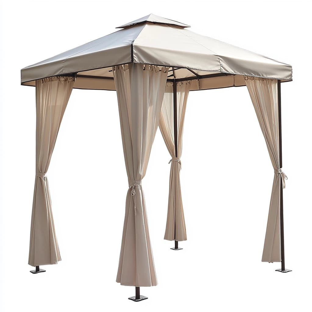 Pabellón de jardín beige resistente al agua estructura de metal toldo cuadrado 3x3m para exteriores-Naivejoy