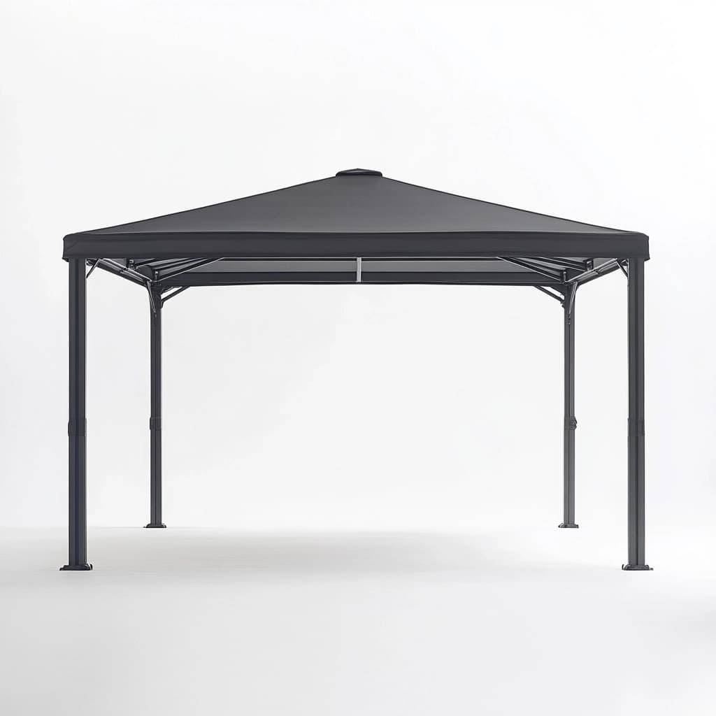 Pabellón de jardín para exteriores color gris estructura de acero 4x3m protección solar resistente-Naivejoy
