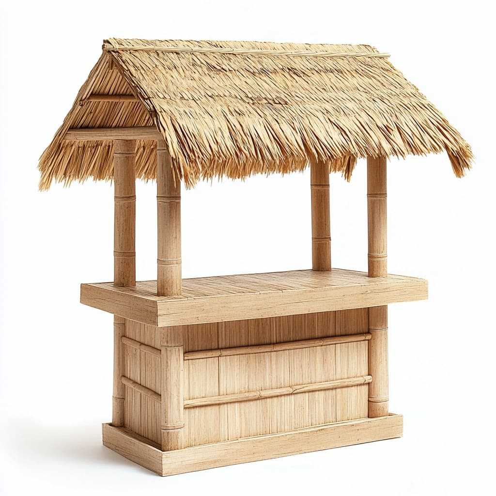 Barra de bambú natural para jardín, tejado de paja, estructura robusta, barra exterior para terrazas-Naivejoy