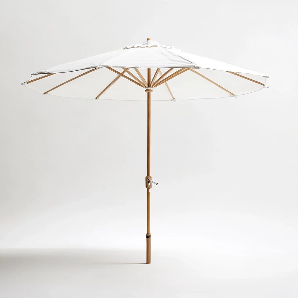 Sombrilla de jardín de madera para exterior blanca resistente al agua 270cm sombrilla para terraza funcionalidad manual-Naivejoy