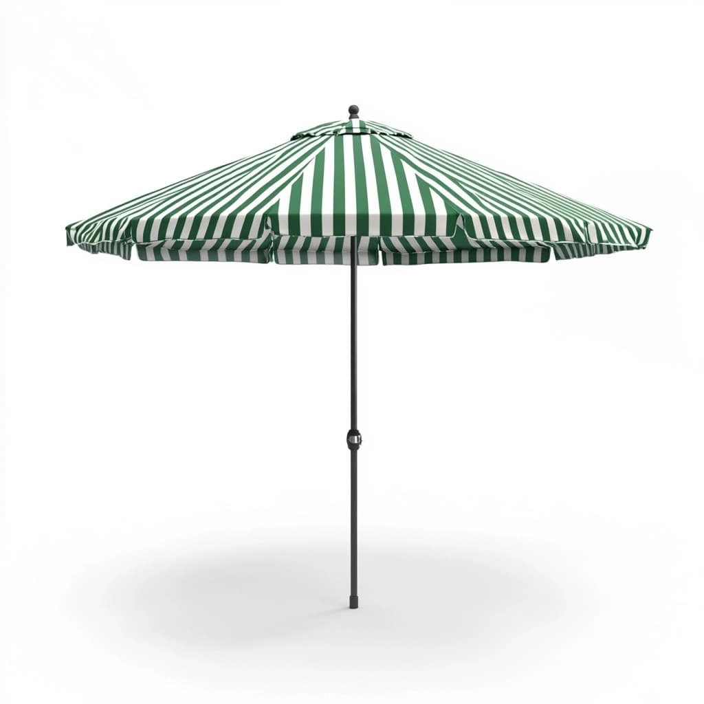 Sombrilla rayada para jardín y terraza verde y blanca poliéster y acero 260cm protección solar ajustable-Naivejoy