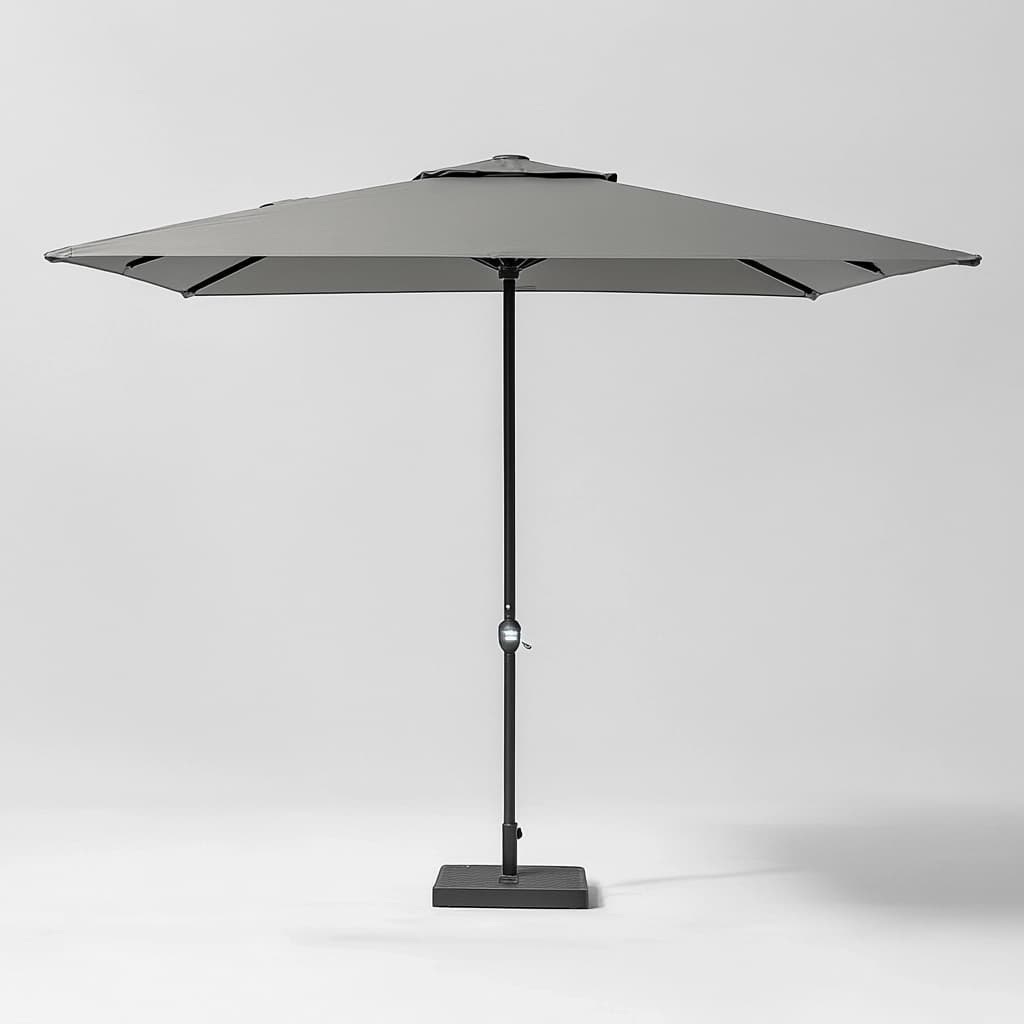 Sombrilla de Exterior para Jardín Color Gris en Aluminio y Poliéster con Altura Ajustable Función de Protección Solar-Naivejoy