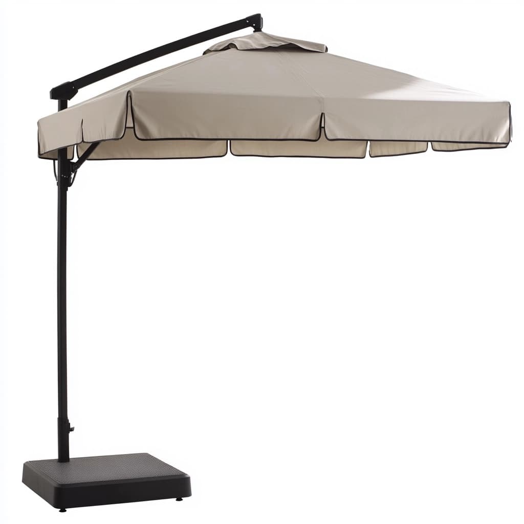 Sombrilla de jardín exterior beige de aluminio y poliéster 300x300 cm con soporte inclinado y protección solar ajustable-Naivejoy
