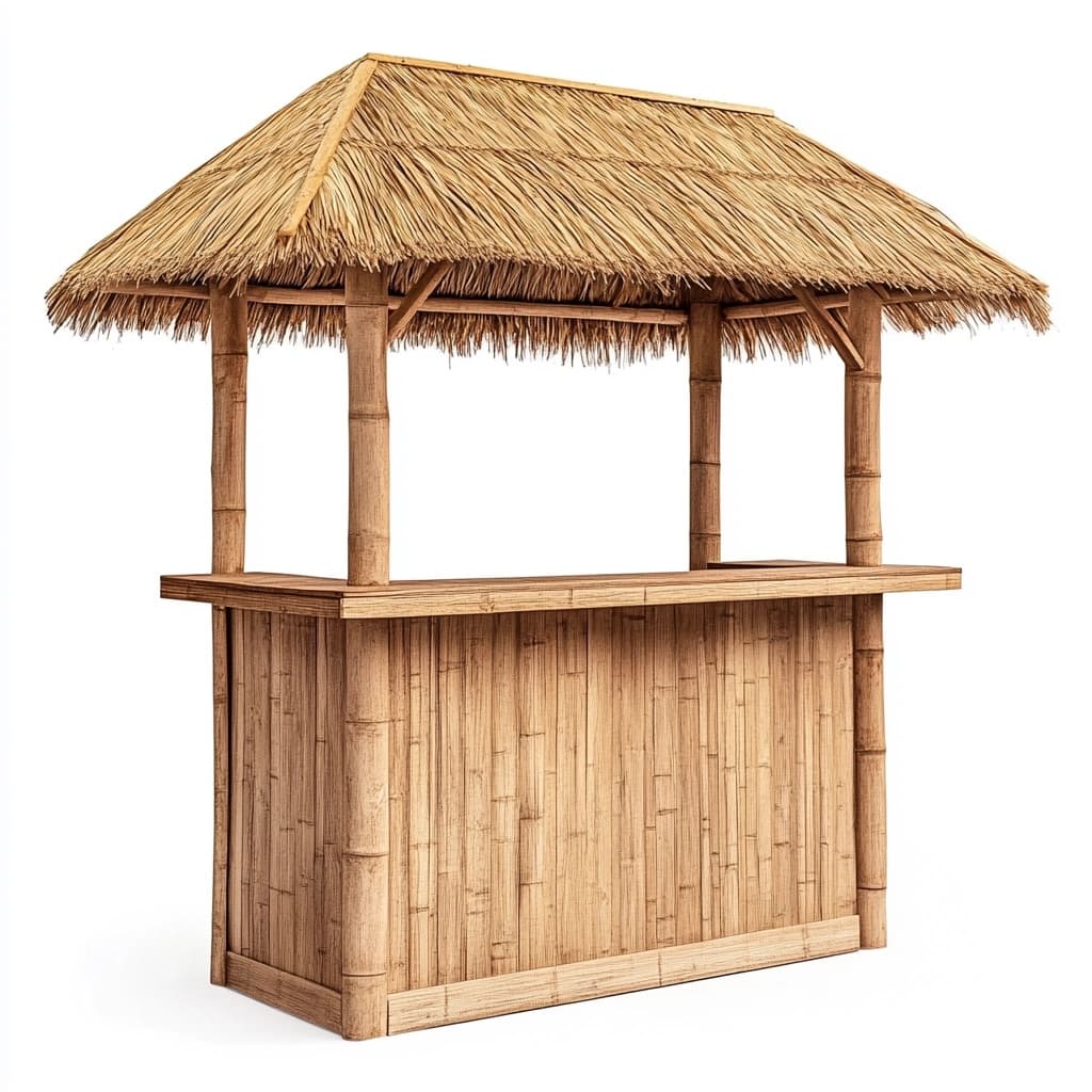 Barra de bambú para exteriores con techo de paja ideal para jardín y terraza estructura natural multiusos 200x120x230 cm-Naivejoy