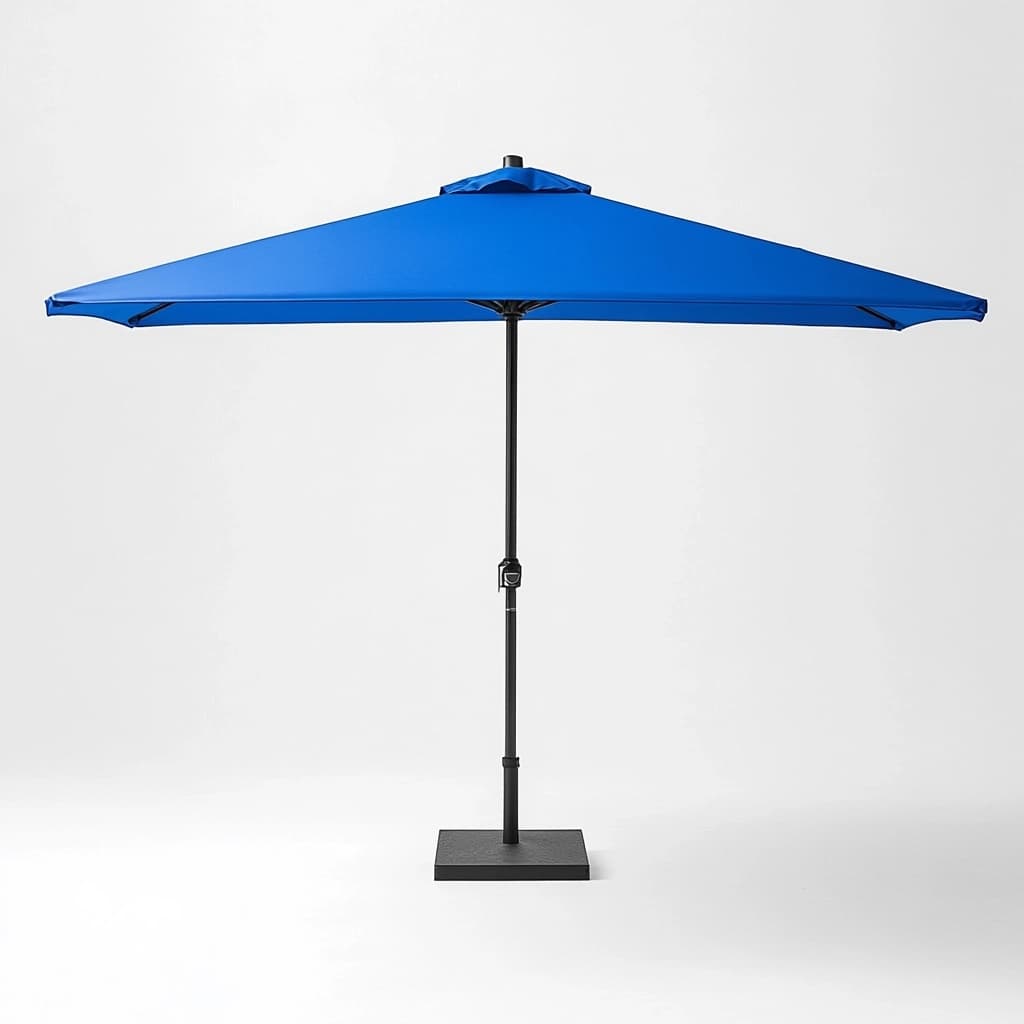 Sombrilla de jardín rectangular azul para terraza en tejido impermeable con estructura metálica 250x220 cm protección solar ajustable-Naivejoy