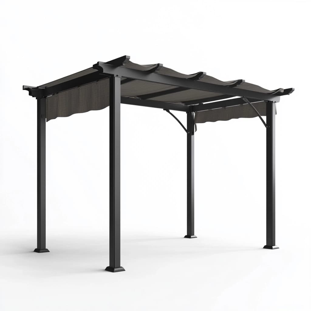 Pérgola para jardín de aluminio con techo retráctil color negro estructura robusta 300x280cm perfecta para terraza y exterior-Naivejoy