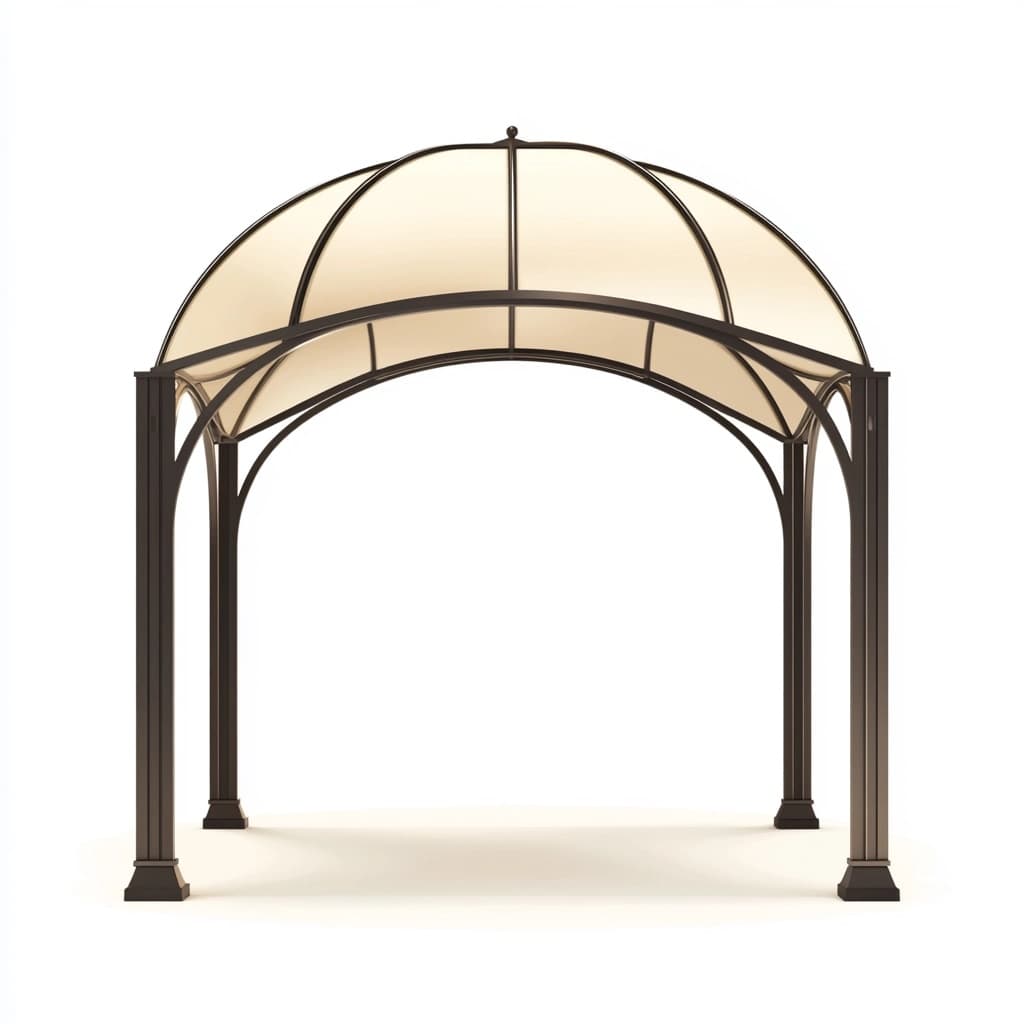 Pérgola de jardín aluminio y poliéster beige, 3x3m, resistente intemperie, protección solar exterior-Naivejoy