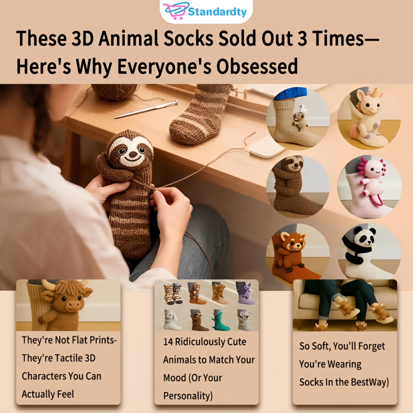 🔥HOT SALE 49% OFF🦥3D Animal Socks🧦