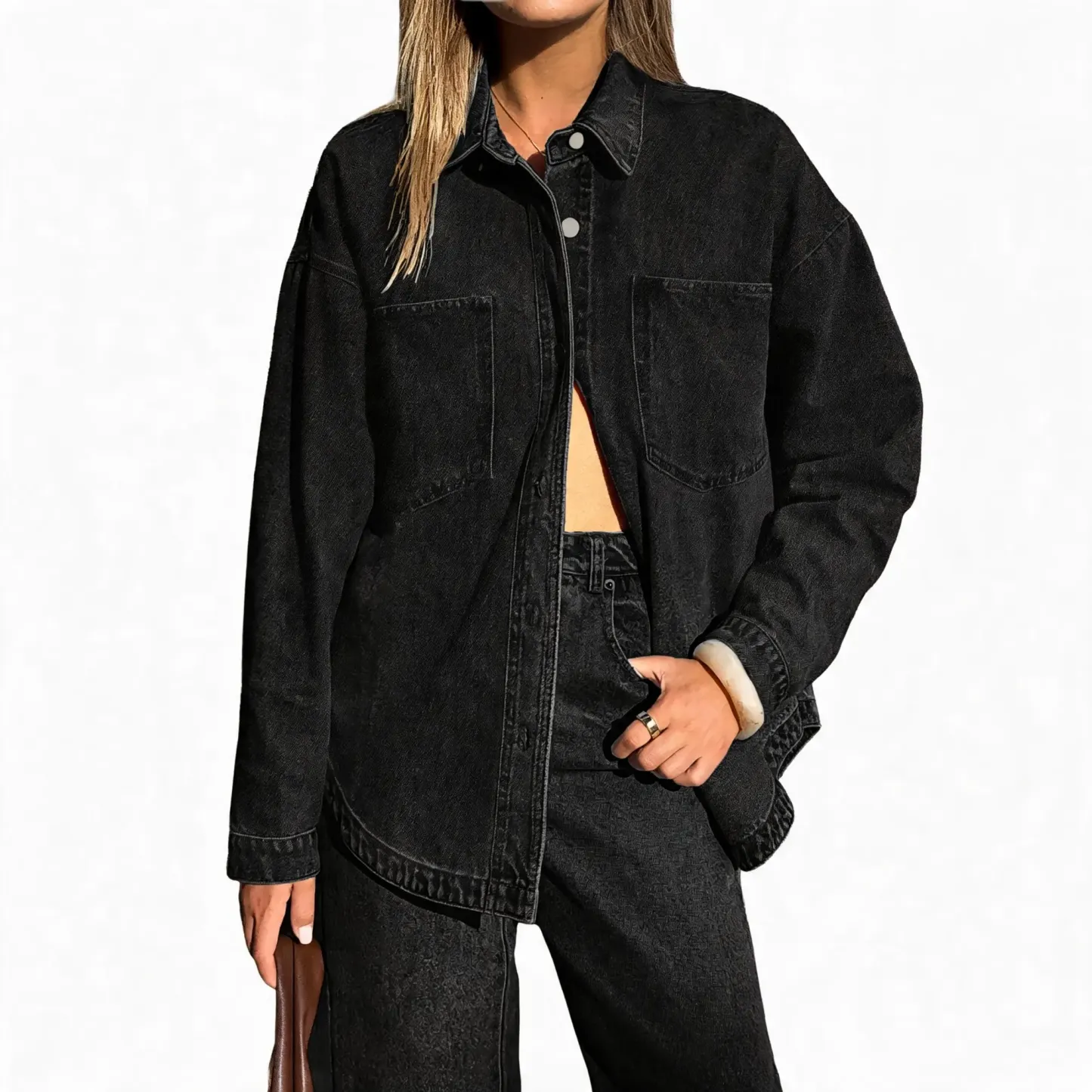 Women Oversized Denim Shirt Jacket