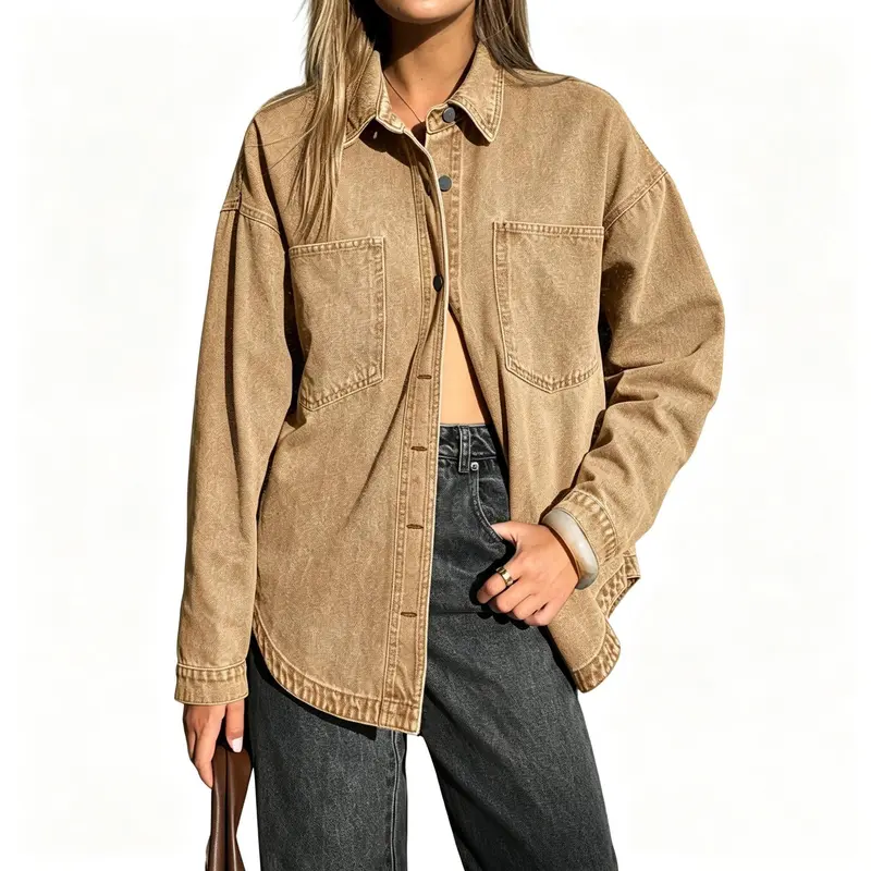 Women Oversized Denim Shirt Jacket