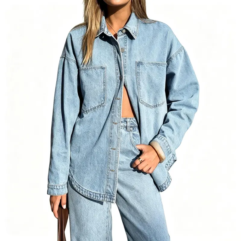 Women Oversized Denim Shirt Jacket
