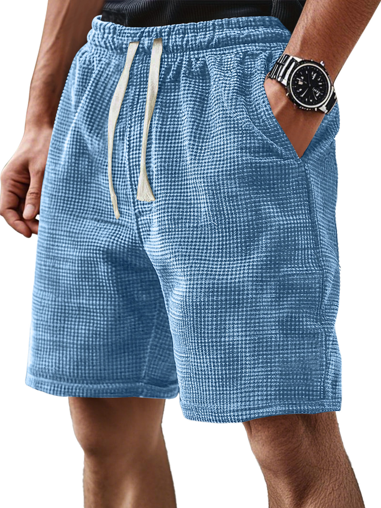 Men's Everyday Corduroy Waffle Elastic Waist Comfort Shorts