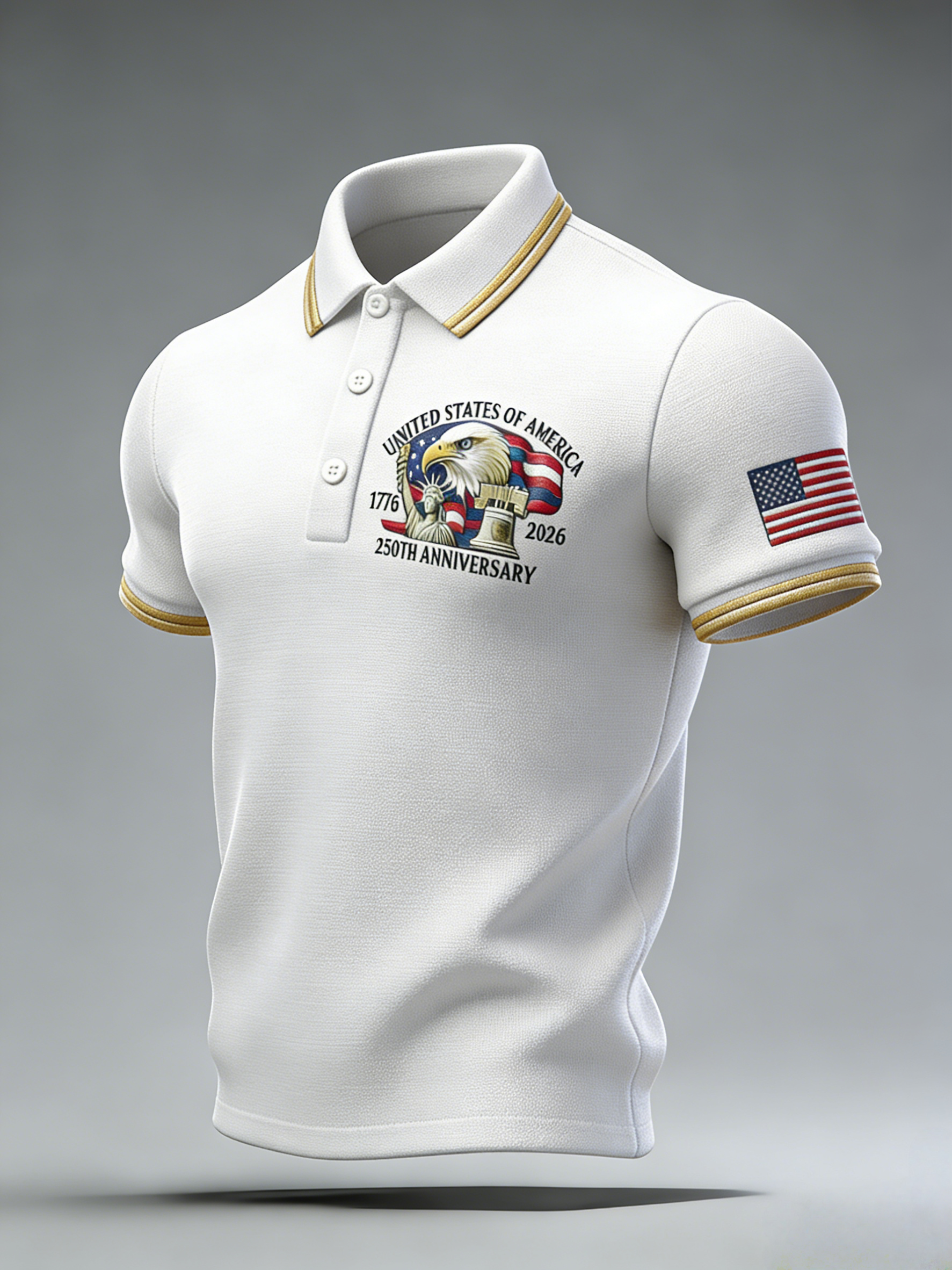 Men's Retro 250th Anniversary of the United States Independence Day Cross Print Polo Shirt