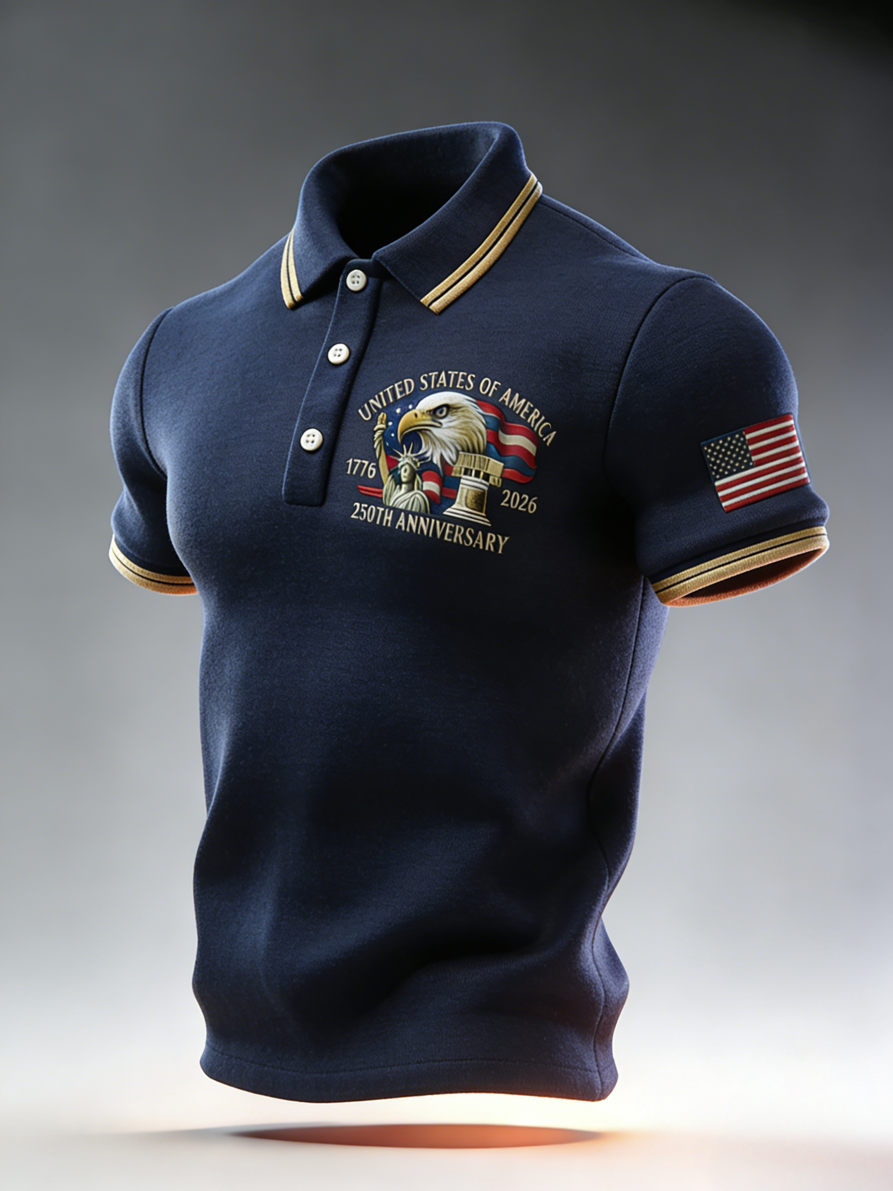 Men's Retro 250th Anniversary of the United States Independence Day Cross Print Polo Shirt