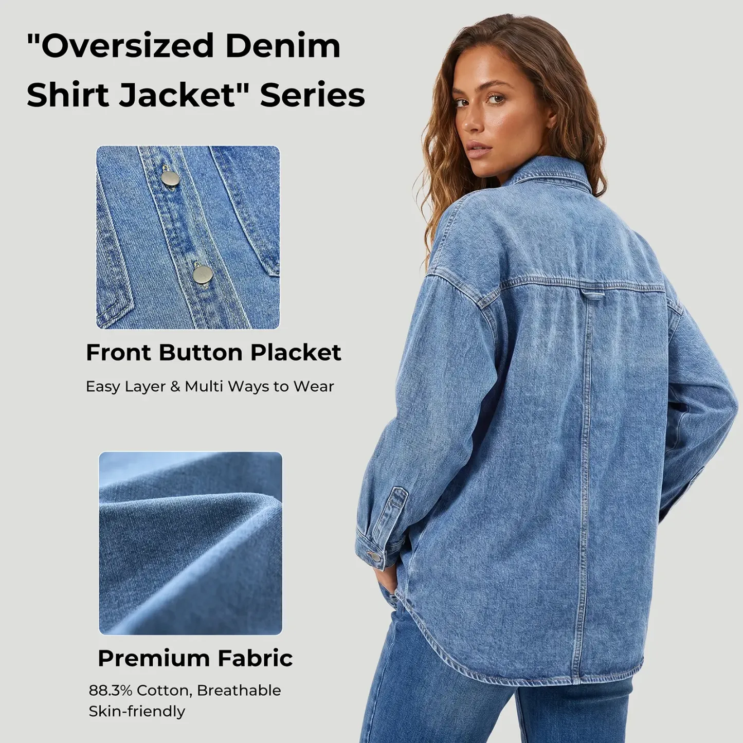 Women Oversized Denim Shirt Jacket
