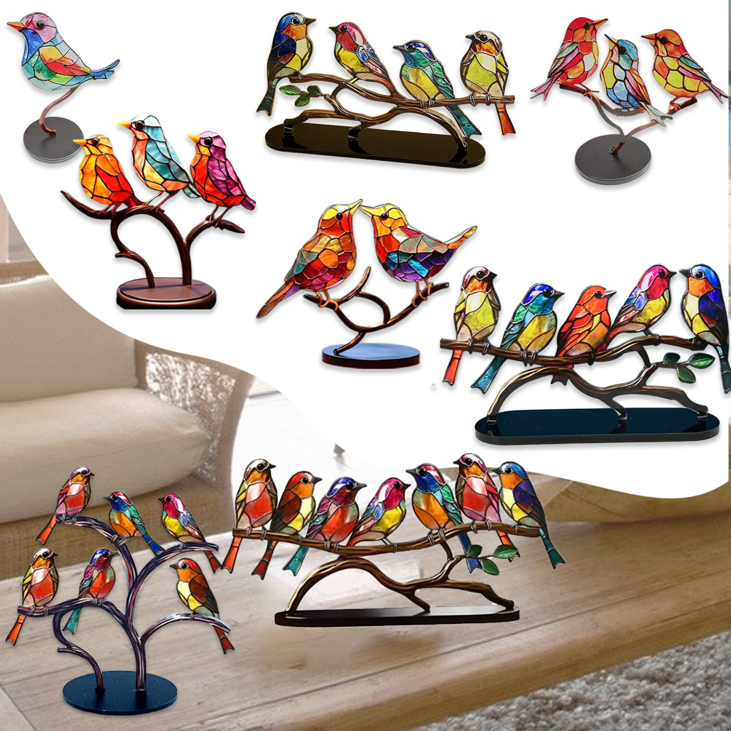 🔥HOT SALE 51% OFF🌈 Stained Glass Birds Decor 