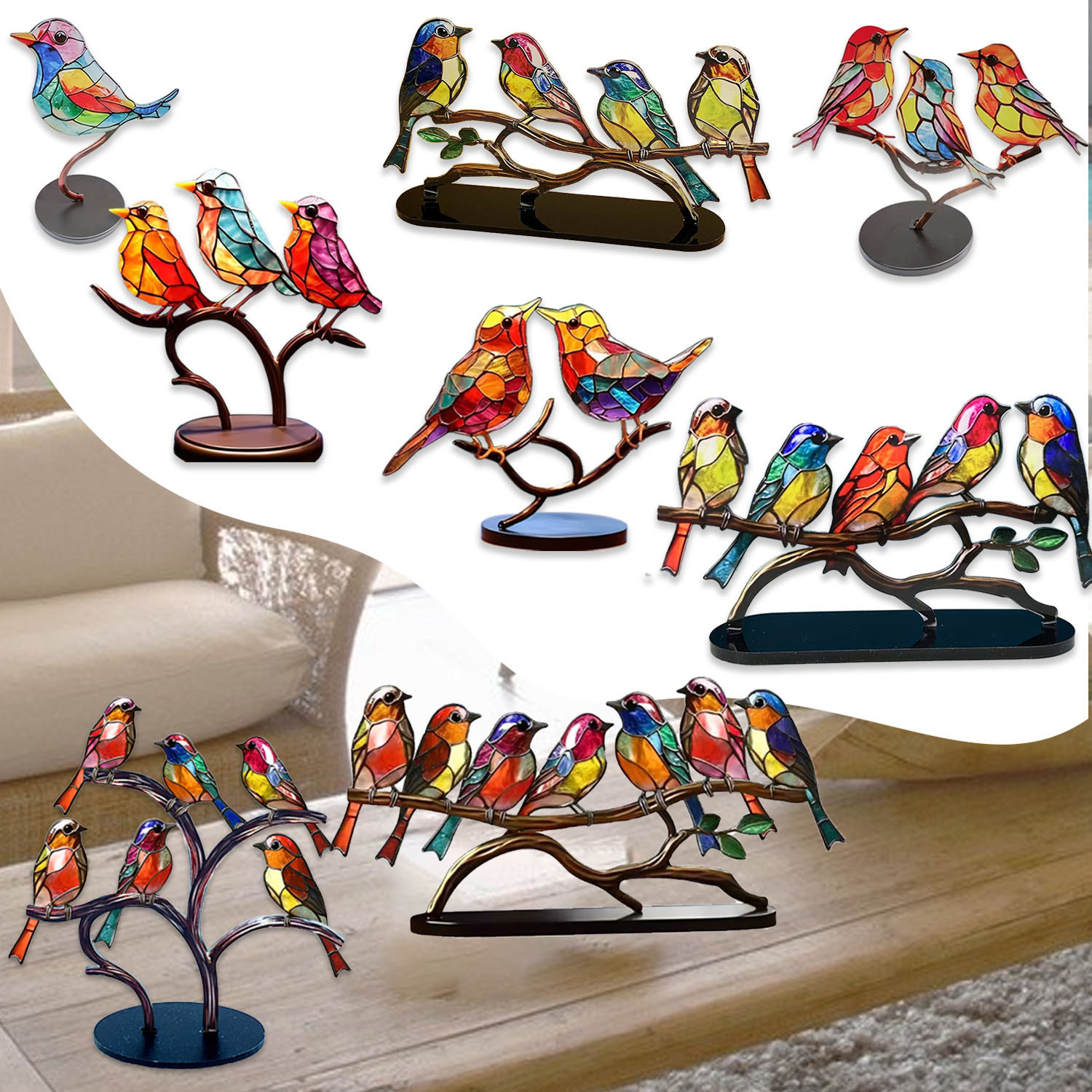 🔥HOT SALE 51% OFF🌈 Stained Glass Birds Decor 