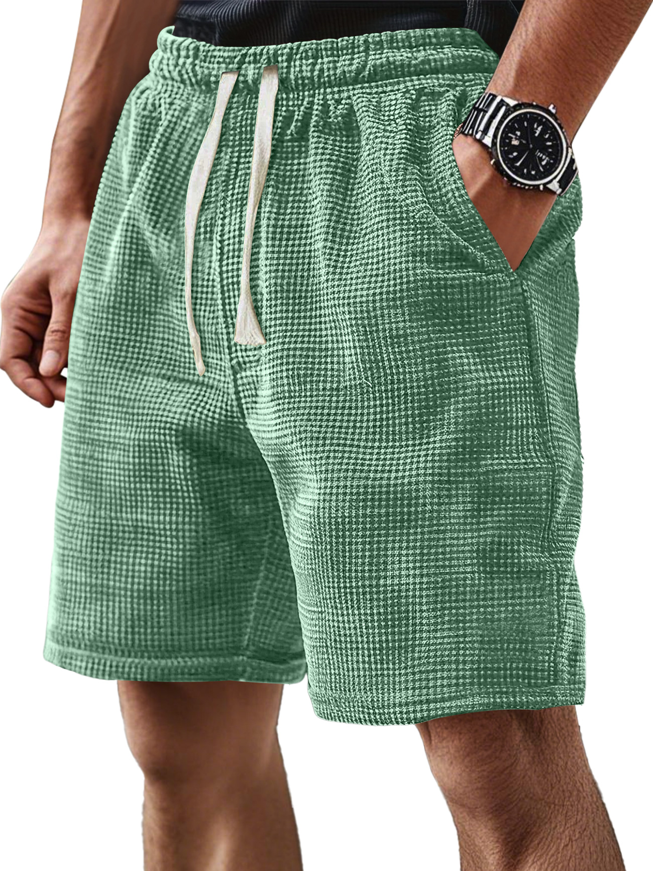 Men's Everyday Corduroy Waffle Elastic Waist Comfort Shorts