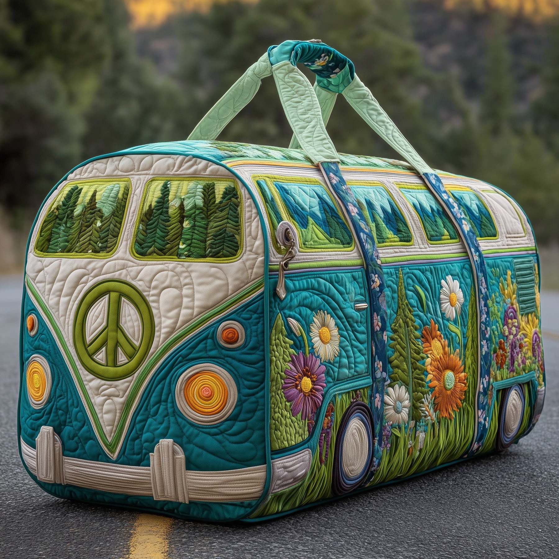 Hippie Van Quilted Duffle Bag