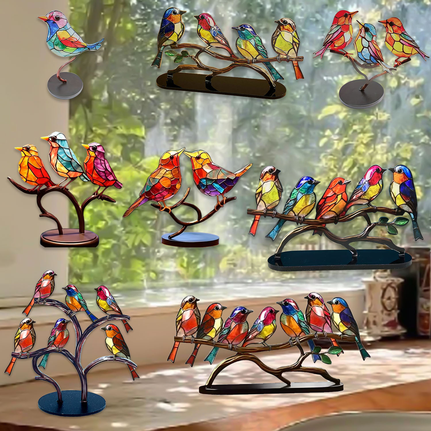 🔥HOT SALE 51% OFF🌈 Stained Glass Birds Decor 
