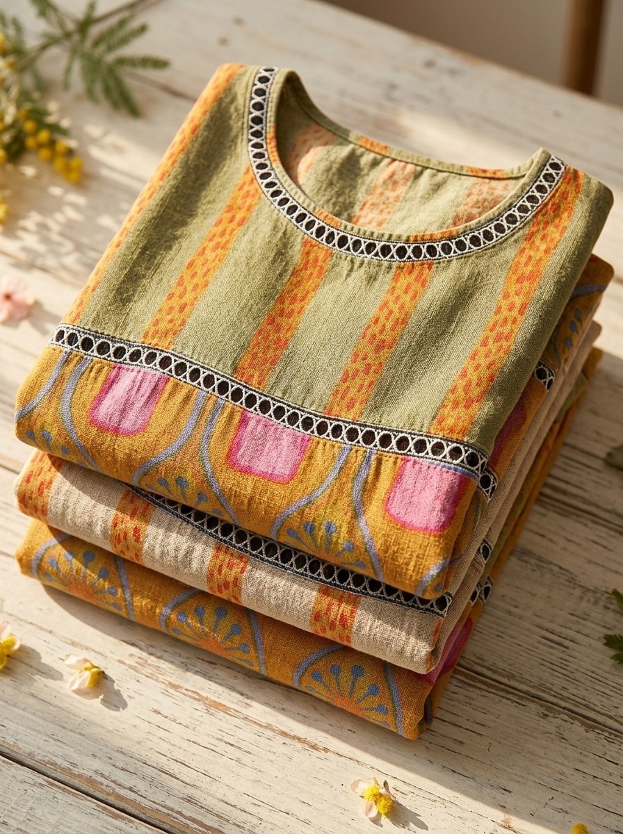 New Arrivals🔥 Women's Vintage Abstrct Casual Loose Denim Blouse Shirt