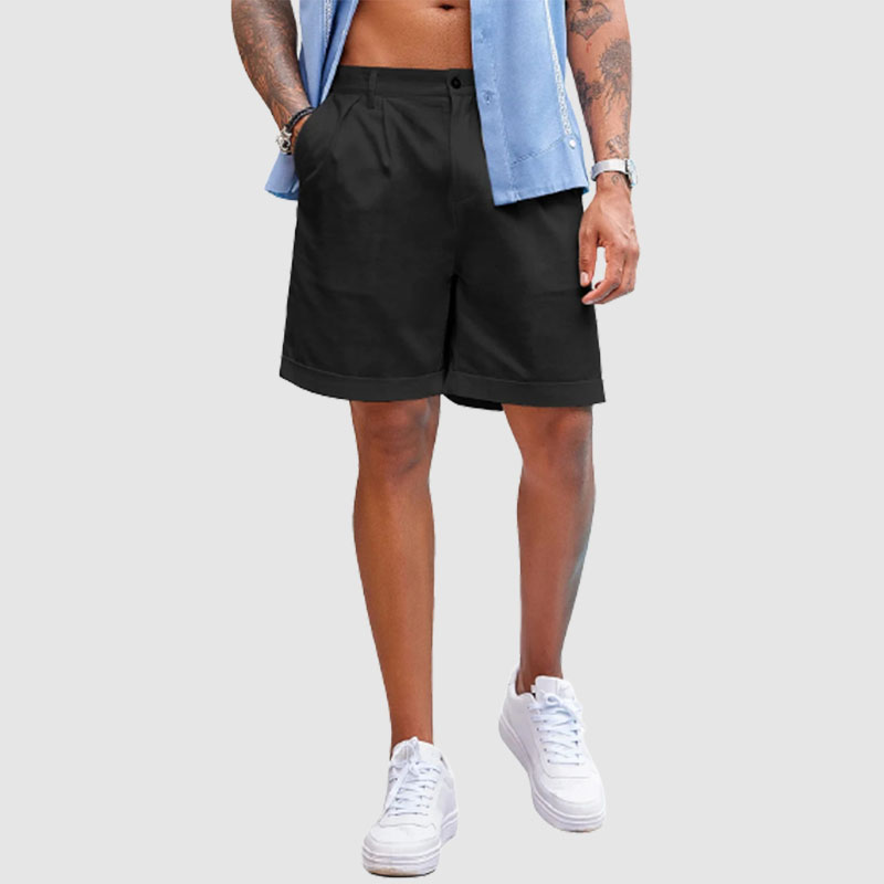 Men’s Linen Shorts Classic Fit Casual Elastic Waist Summer Beach Short