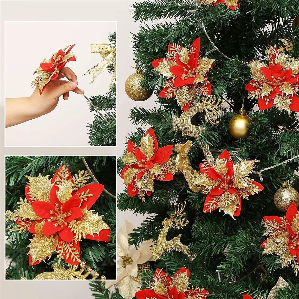 Christmas Tree Poinsettia Ornaments