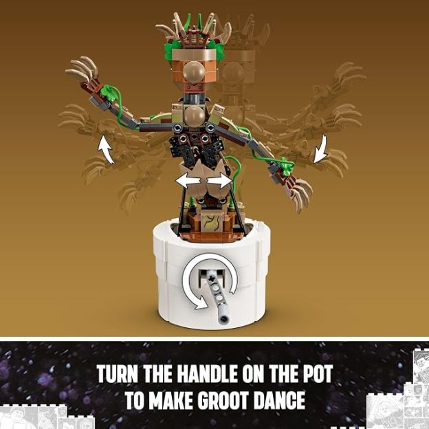 LEPIN Marvel Dancing Groot, Guardians of the Galaxy Toy, Buildable Birthday Gift, Marvel Toy, Super Hero Hand-Operated Interactive Playset, Marvel Gift for Kids, Animated Groot Figure