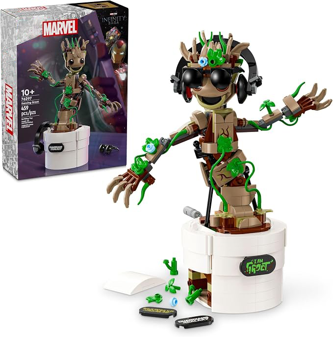 LEPIN Marvel Dancing Groot, Guardians of the Galaxy Toy, Buildable Birthday Gift, Marvel Toy, Super Hero Hand-Operated Interactive Playset, Marvel Gift for Kids, Animated Groot Figure