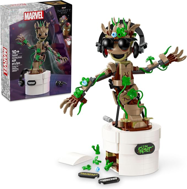 LEPIN Marvel Dancing Groot, Guardians of the Galaxy Toy, Buildable Birthday Gift, Marvel Toy, Super Hero Hand-Operated Interactive Playset, Marvel Gift for Kids, Animated Groot Figure