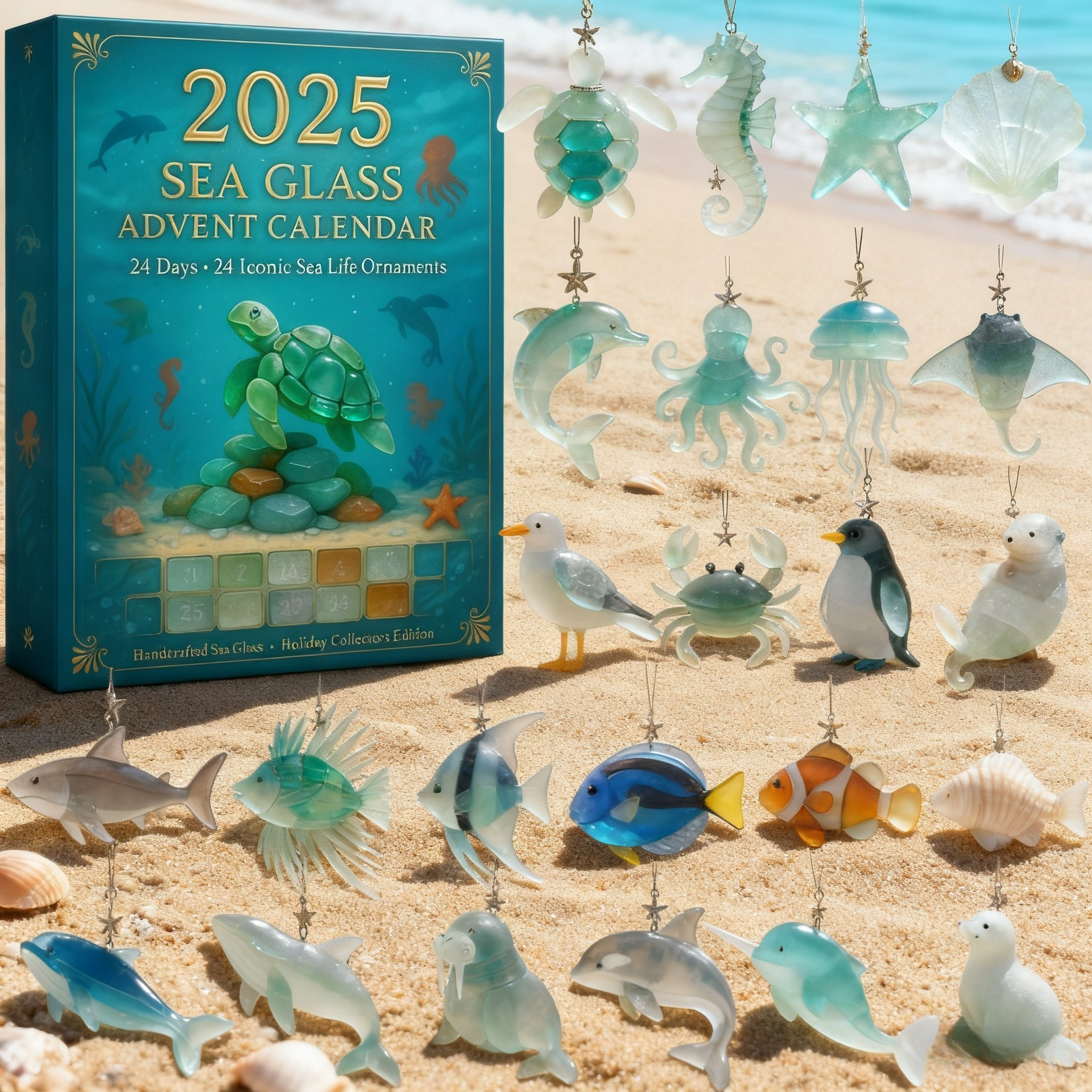 🔥Limited Edition, Only 100 Sets Left! - 🌊2025 Sea Glass Advent Calendar · Ocean Treasures(🌊 10% of proceeds support U.S. marine life protection.)