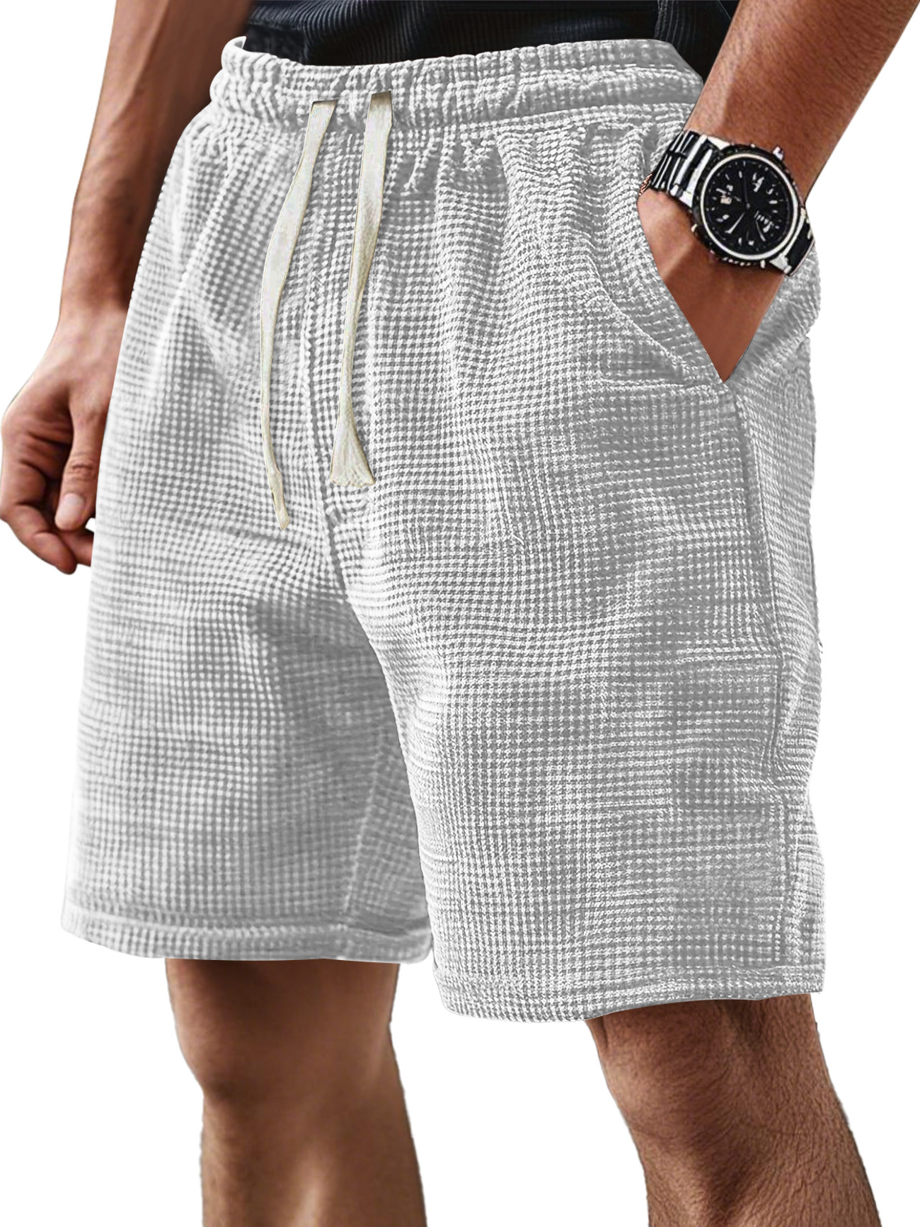Men's Everyday Corduroy Waffle Elastic Waist Comfort Shorts