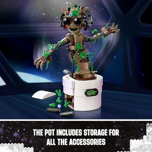 LEPIN Marvel Dancing Groot, Guardians of the Galaxy Toy, Buildable Birthday Gift, Marvel Toy, Super Hero Hand-Operated Interactive Playset, Marvel Gift for Kids, Animated Groot Figure