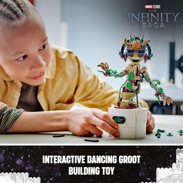 LEPIN Marvel Dancing Groot, Guardians of the Galaxy Toy, Buildable Birthday Gift, Marvel Toy, Super Hero Hand-Operated Interactive Playset, Marvel Gift for Kids, Animated Groot Figure