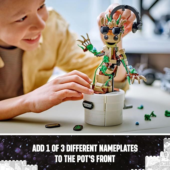 LEPIN Marvel Dancing Groot, Guardians of the Galaxy Toy, Buildable Birthday Gift, Marvel Toy, Super Hero Hand-Operated Interactive Playset, Marvel Gift for Kids, Animated Groot Figure