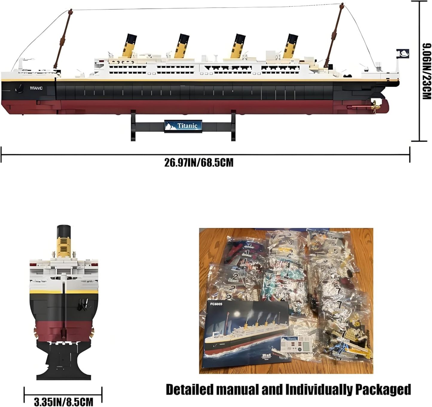 Titanic Model Kit -2022 Pieces Large Titanic Ship Building Blocks Set, STEM Educational 3D Puzzle Toys Gifts for Kids and Adults, Ideal Collectible Display Architecture for Home& Office Decor