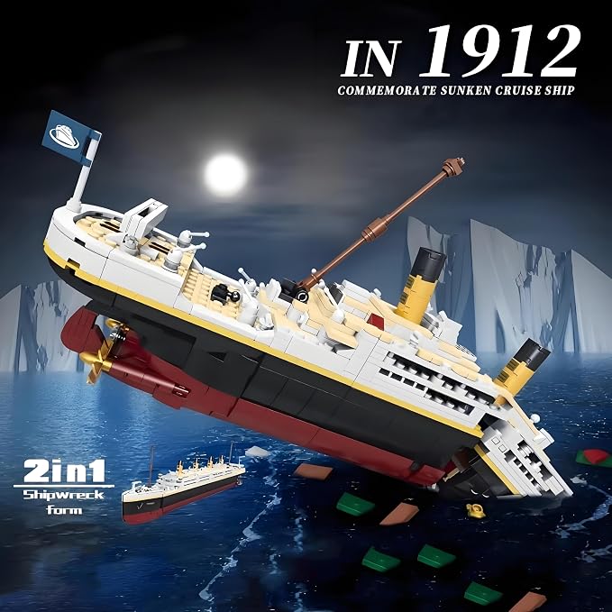 Titanic Model Kit -2022 Pieces Large Titanic Ship Building Blocks Set, STEM Educational 3D Puzzle Toys Gifts for Kids and Adults, Ideal Collectible Display Architecture for Home& Office Decor