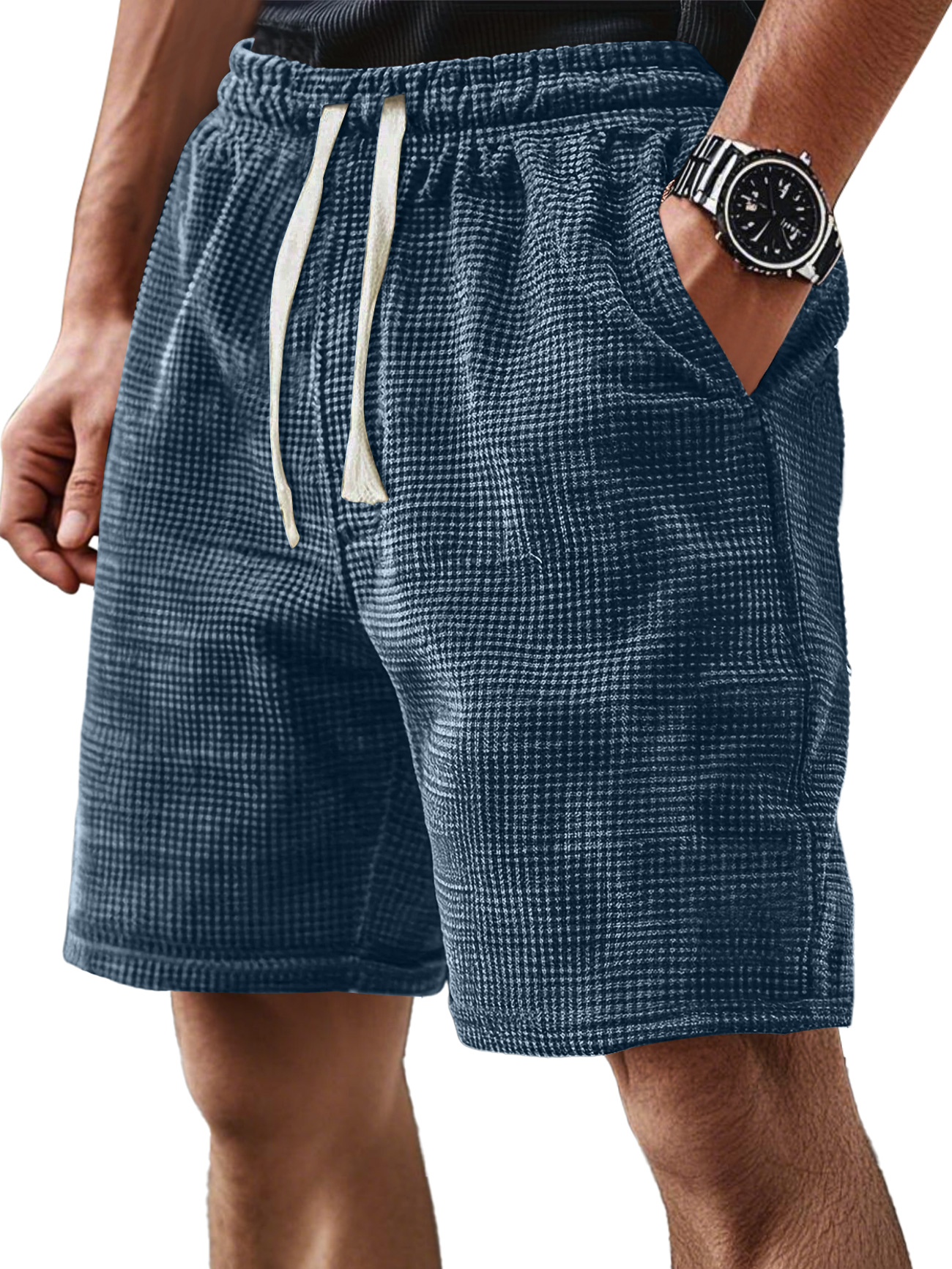 Men's Everyday Corduroy Waffle Elastic Waist Comfort Shorts