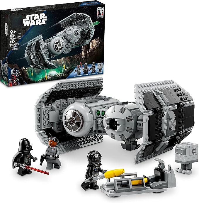 LEPIN Star Wars TIE Bomber Model Building Kit, Star Wars Toy Starfighter with Gonk Droid Figure, Darth Vader Minifigure and Lightsaber, Collectible Star Wars Gift for 9 Year Olds