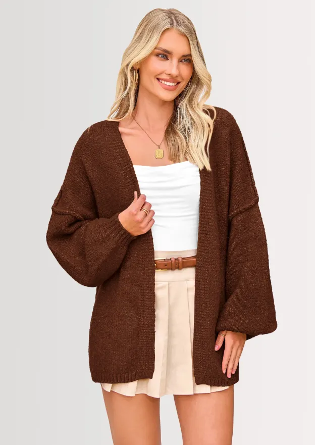 KARTGOUE Womens Oversized Cardigan Sweaters Fall Long Lantern Sleeve Knit Open Front Lightweight Sweater