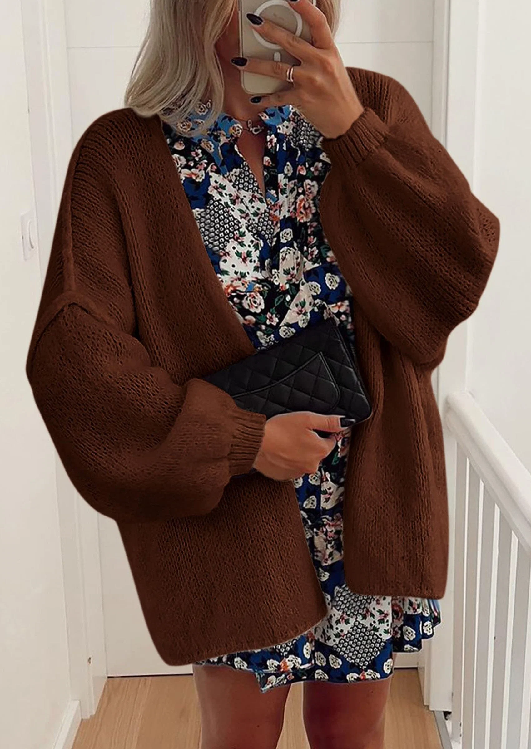 KARTGOUE Womens Oversized Cardigan Sweaters Fall Long Lantern Sleeve Knit Open Front Lightweight Sweater