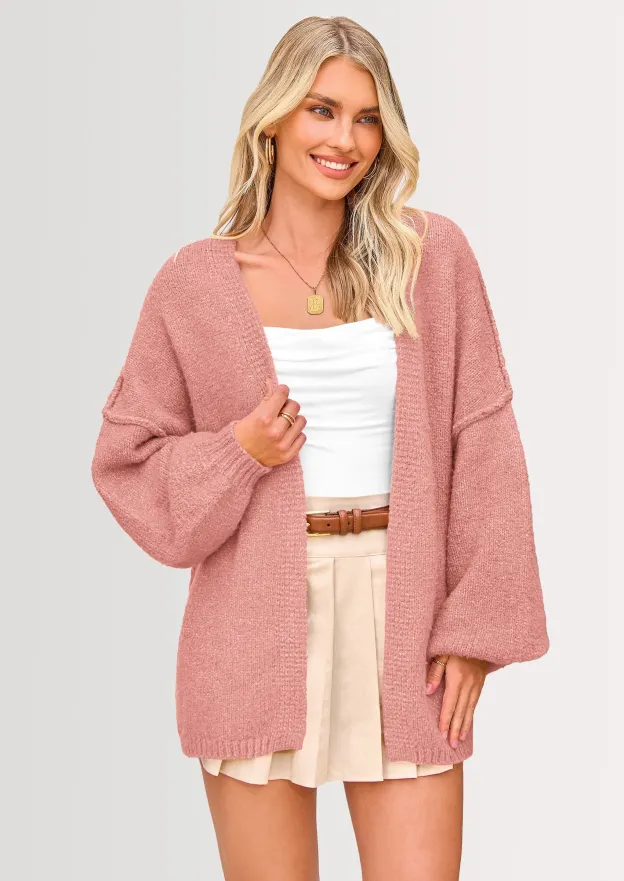 KARTGOUE Womens Oversized Cardigan Sweaters Fall Long Lantern Sleeve Knit Open Front Lightweight Sweater