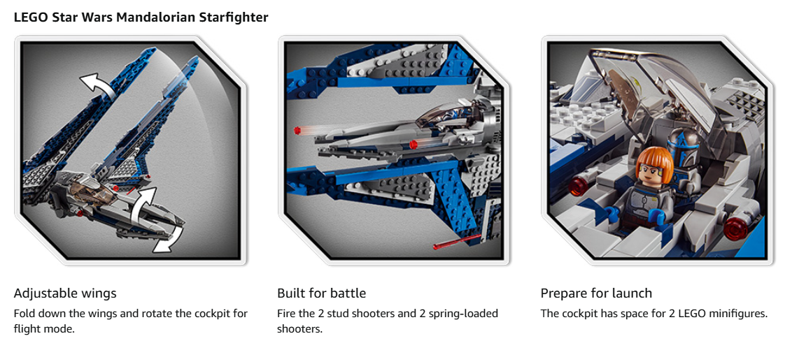 LEPIN Star Wars Mandalorian Starfighter Awesome Toy Building Kit for Kids Featuring 3 Minifigures; New 2021