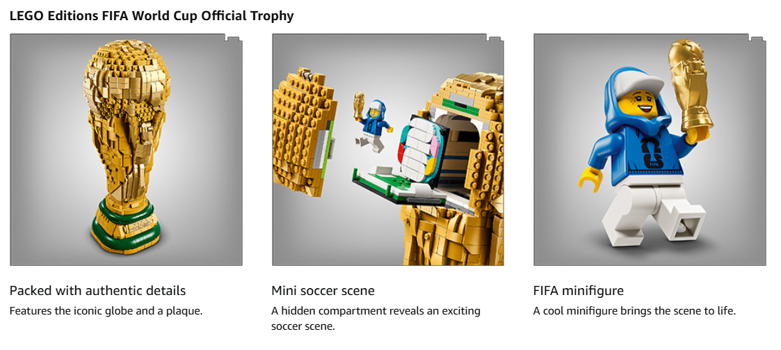 LEPIN Editions FIFA World Cup Official Trophy Building Set - Kit for Display in Bedroom, Home Office, Book Shelf - Soccer Fans Collectible - W/World Cup 2026 Minifigure - Gift for Birthdays