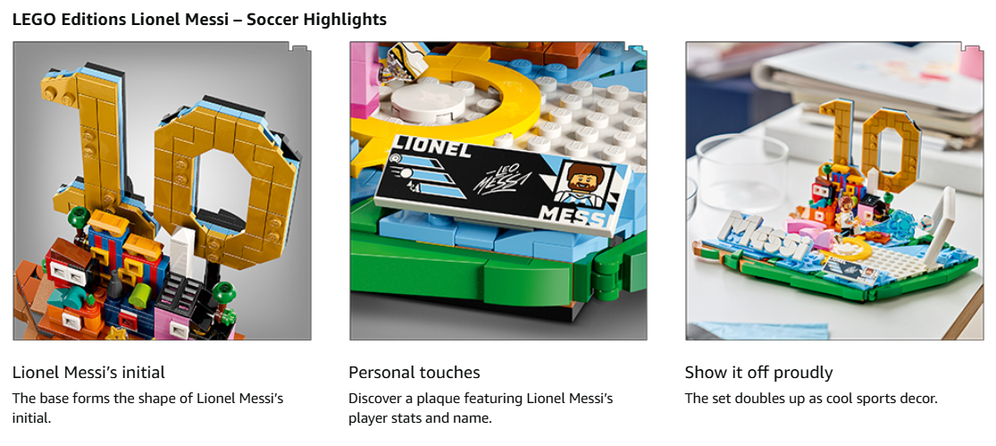 LEPIN Editions Lionel Messi – Soccer Highlights - Building Set for Boys & Girls, Ages 10+ - Collectible Soccer Gift with Plaque - Kids Bedroom or Shelf Decor