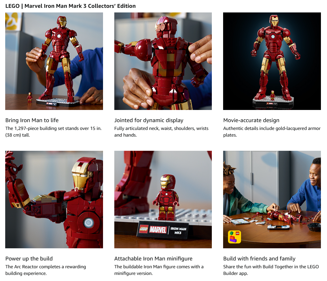 LEPIN Marvel Iron Man Mark 3 Collectors’ Edition Building Set - Poseable Super Hero Construction Kit W/Mark 3 Minifigure for Adults, Ages 18+ - Collectible Gift Idea for Birthdays