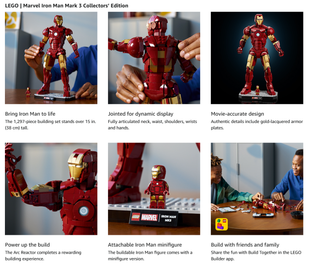 LEPIN Marvel Iron Man Mark 3 Collectors’ Edition Building Set - Poseable Super Hero Construction Kit W/Mark 3 Minifigure for Adults, Ages 18+ - Collectible Gift Idea for Birthdays